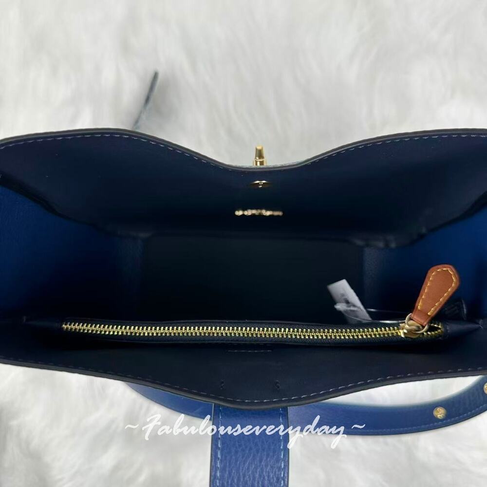Coach Hadley Convertible Crossbody Bag In Leather/Gold/Deep Blue CW002 NWT - Picture 9 of 10
